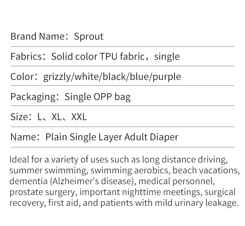 1pc Solid Color Waterproof iaper for Adults Washable Reusable Diaper Care Pants Leak-proof Pants Waterproof Eldly Diaper Cover