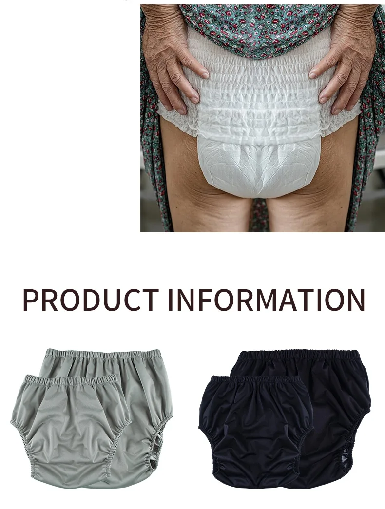 1pc Solid Color Waterproof iaper for Adults Washable Reusable Diaper Care Pants Leak-proof Pants Waterproof Eldly Diaper Cover