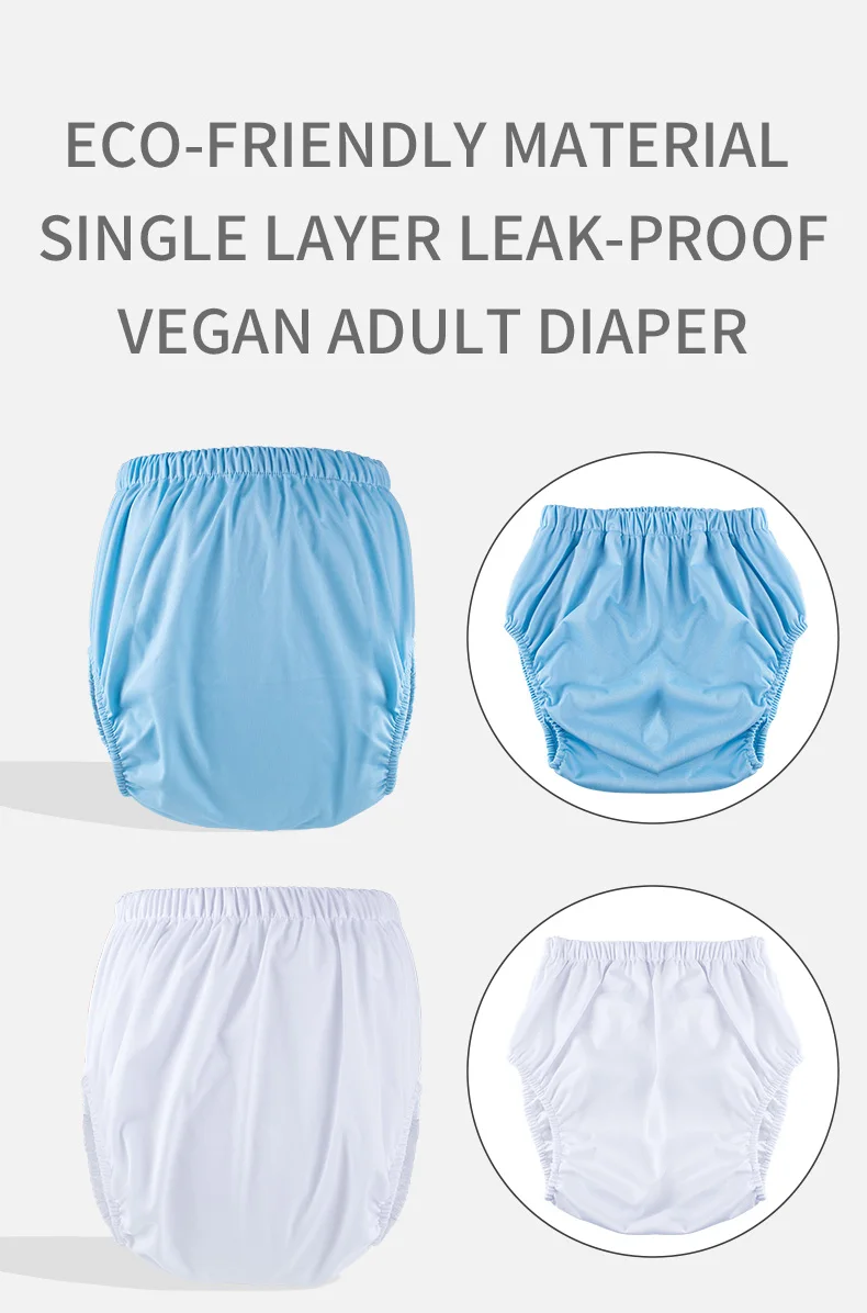 1pc Solid Color Waterproof iaper for Adults Washable Reusable Diaper Care Pants Leak-proof Pants Waterproof Eldly Diaper Cover