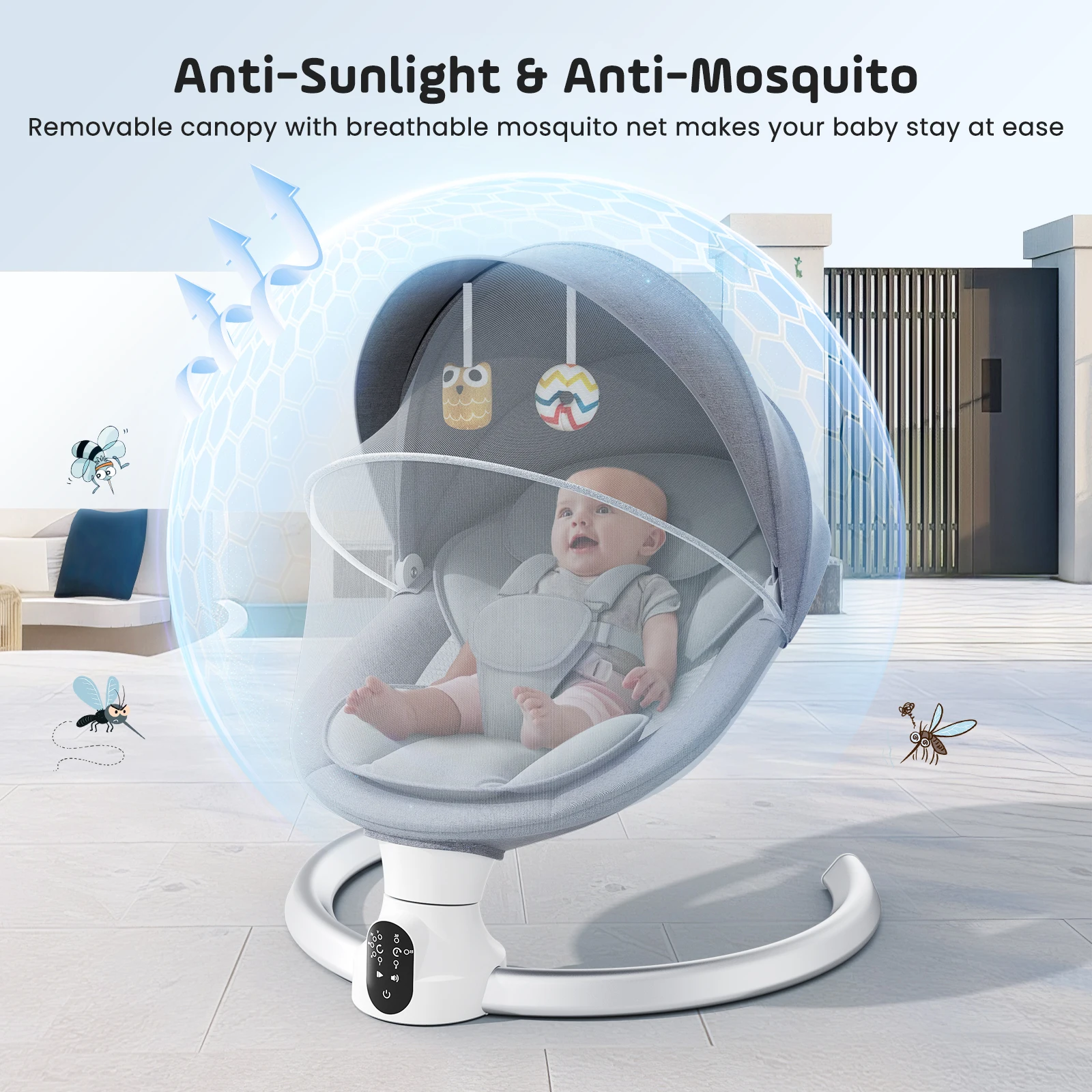 Electric Baby Swing Baby Rocker, APP and Remote Baby Scale From Birth to 9kg, 5-Point Harness Improved Baby Scale with 3 Timers