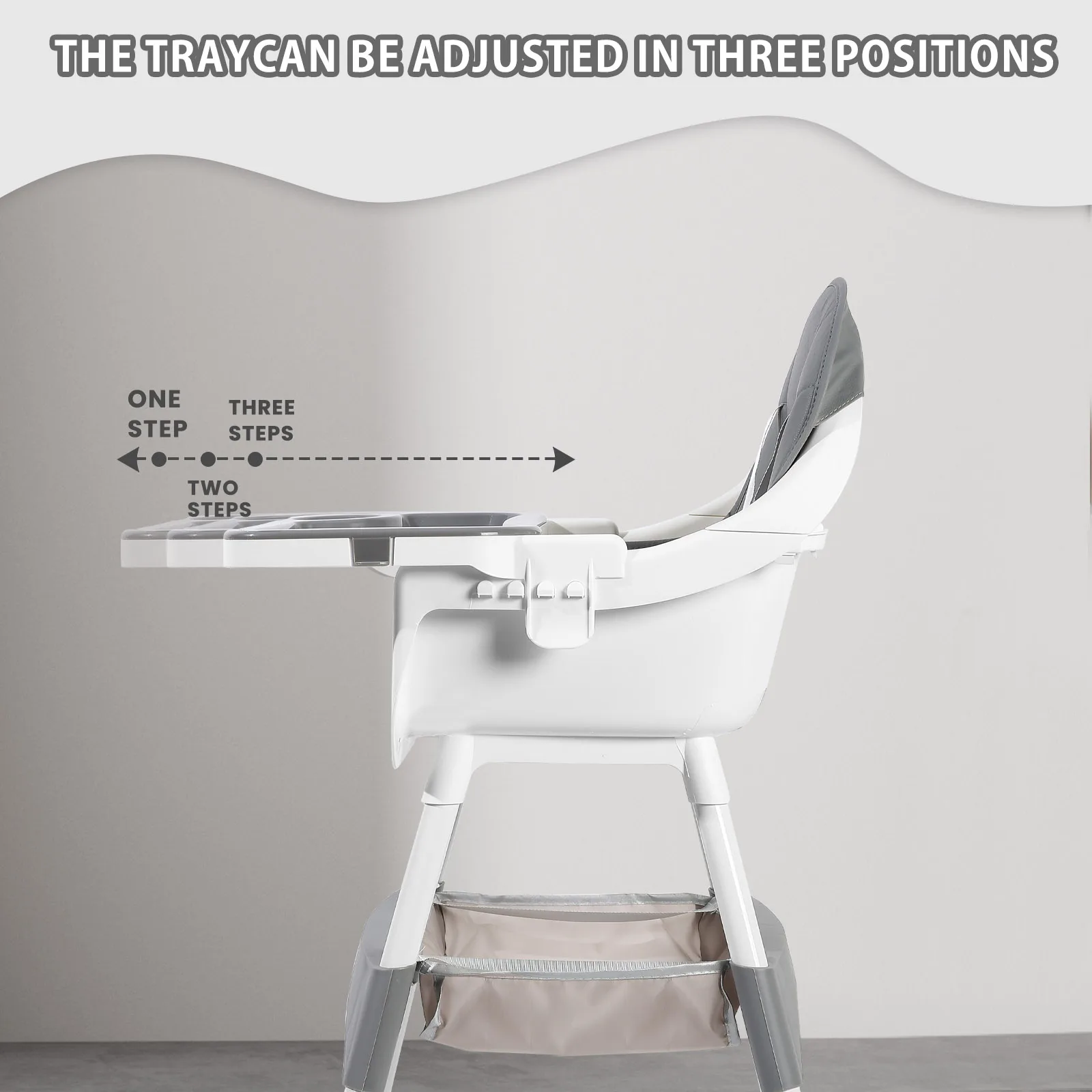 Baby High Chair, Portable Baby Dining Chairs Eat & Play Convertible High Chair with Double-Layer Dinner Plate and Toy Rack