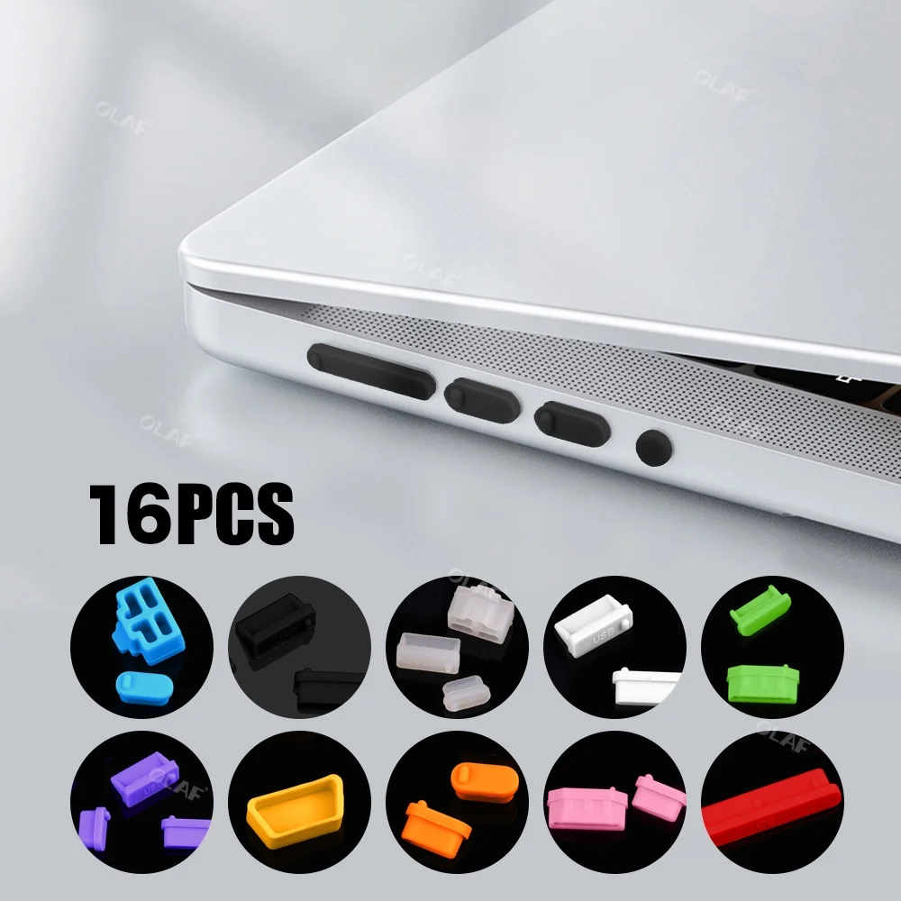 16Pcs/set Universal Anti Dustproof Notebook Port Plug Silicone Protector USB Elastic Laptop Computer Cover Stopper
