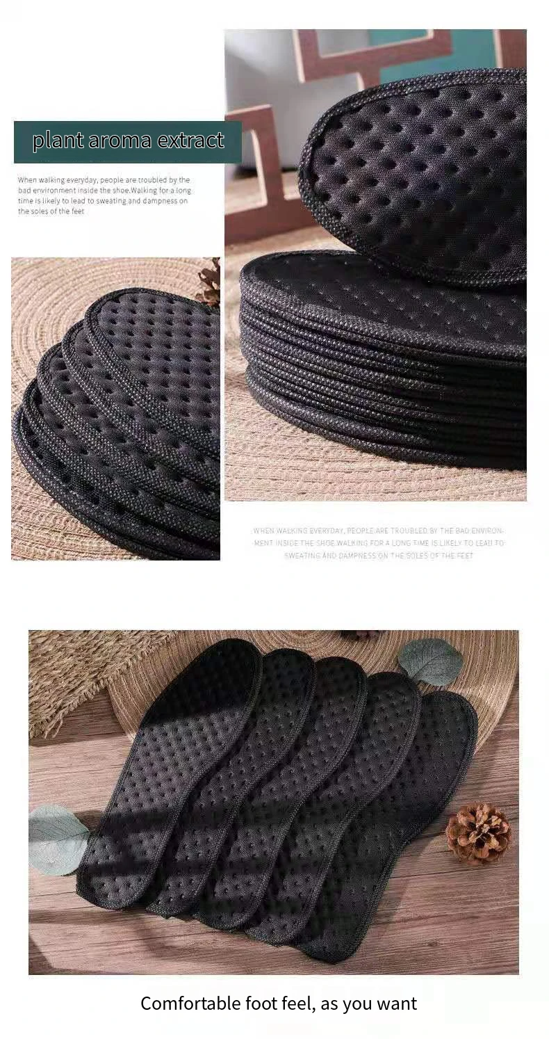 1Pair Bamboo Charcoal Antibacterial Shoes Insoles Plant Deodorant Running Sports Insole for Feet Thick Shock Absorbing Shoe Sole