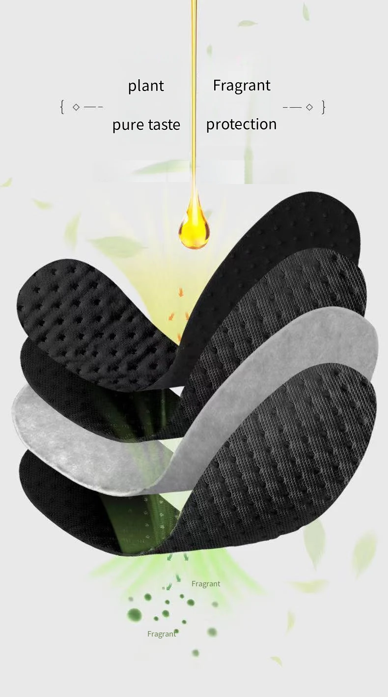 1Pair Bamboo Charcoal Antibacterial Shoes Insoles Plant Deodorant Running Sports Insole for Feet Thick Shock Absorbing Shoe Sole