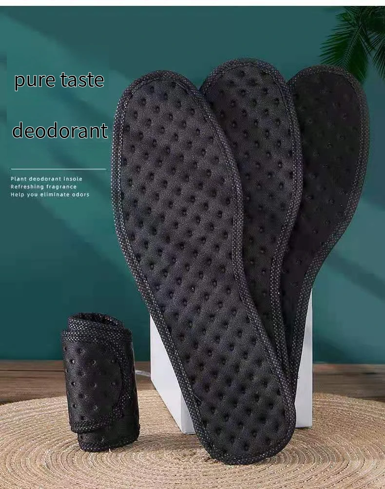 1Pair Bamboo Charcoal Antibacterial Shoes Insoles Plant Deodorant Running Sports Insole for Feet Thick Shock Absorbing Shoe Sole