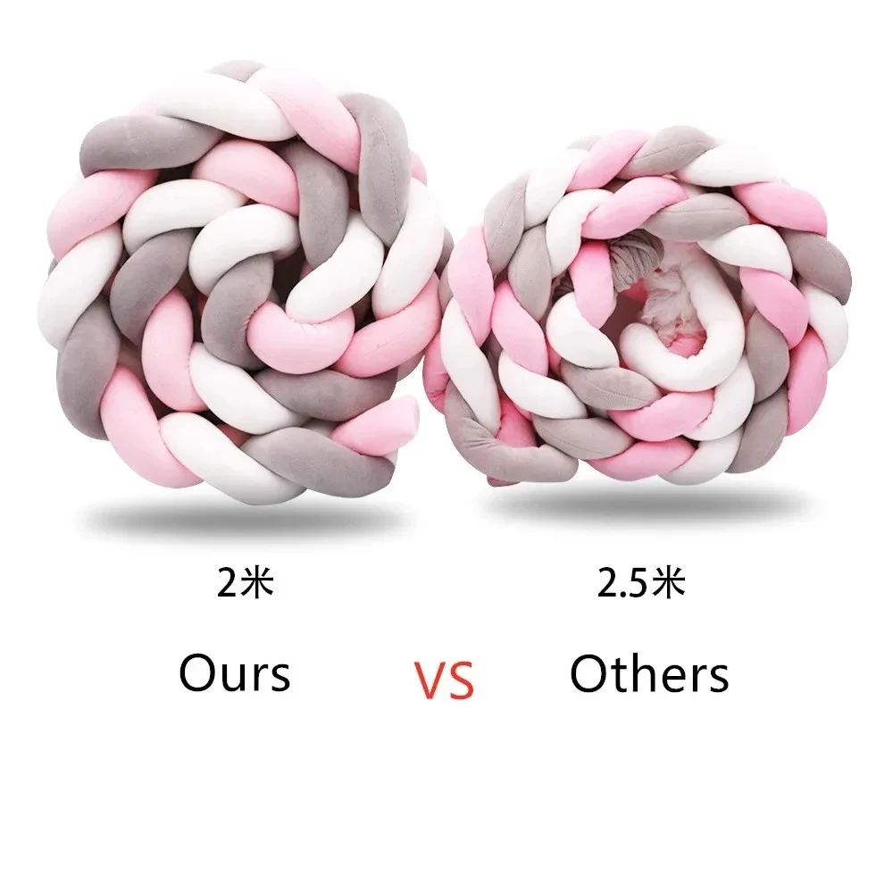 1M/2M/3M/4M Baby Crib Protector Bed Braid Knot Cushion for Infant Kids 3 Shares Toddler Baby Bed Bumpers In The Crib Newborn