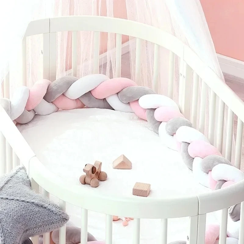 1M/2M/3M/4M Baby Crib Protector Bed Braid Knot Cushion for Infant Kids 3 Shares Toddler Baby Bed Bumpers In The Crib Newborn