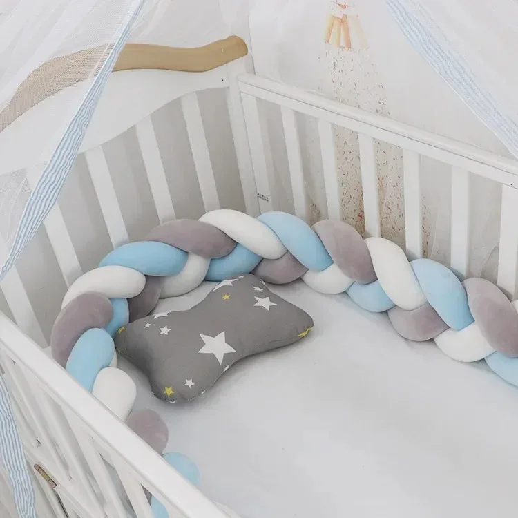 1M/2M/3M/4M Baby Crib Protector Bed Braid Knot Cushion for Infant Kids 3 Shares Toddler Baby Bed Bumpers In The Crib Newborn