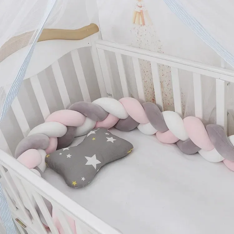 1M/2M/3M/4M Baby Crib Protector Bed Braid Knot Cushion for Infant Kids 3 Shares Toddler Baby Bed Bumpers In The Crib Newborn