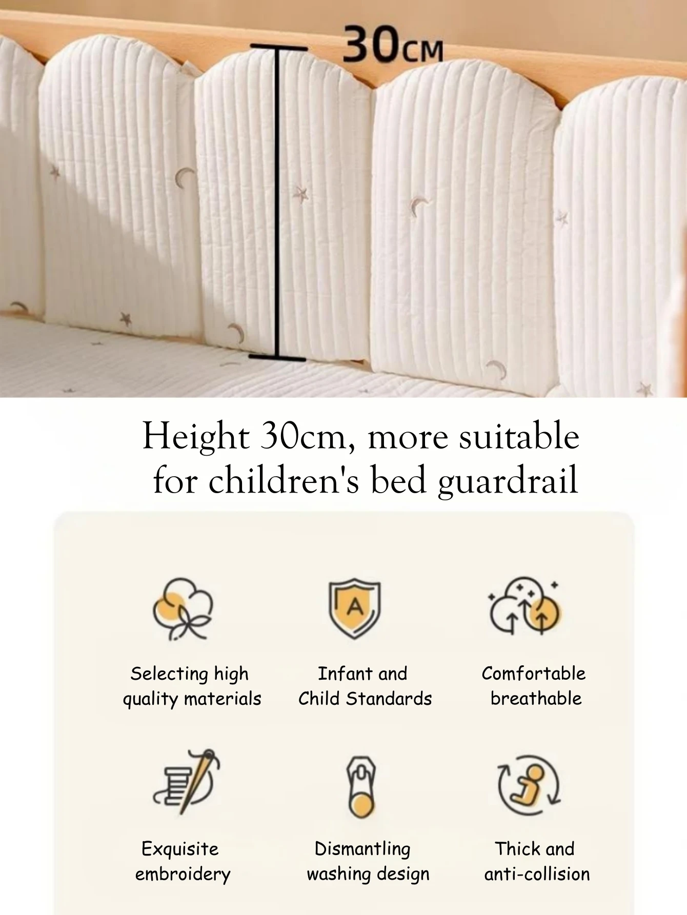 Multi-size Baby Crib Guard Rail Soft Padding,Infant Crib Bumper Liner Cartoon Print Cushioned Bed Fence Baby Bed Bumper