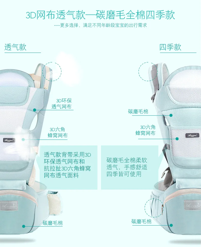 Ergonomic Baby Carrier Infant Baby Hipseat Carrier Front Facing Ergonomic Kangaroo Baby Wrap Sling for Baby Travel