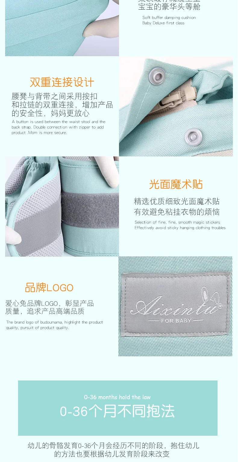 Ergonomic Baby Carrier Infant Baby Hipseat Carrier Front Facing Ergonomic Kangaroo Baby Wrap Sling for Baby Travel