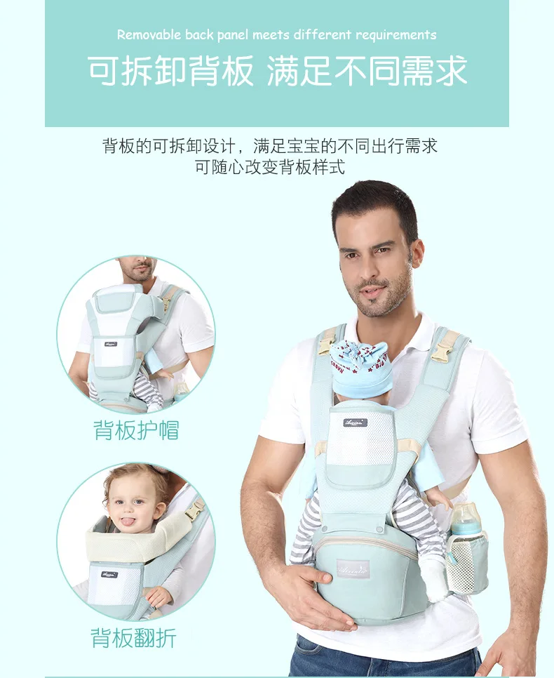 Ergonomic Baby Carrier Infant Baby Hipseat Carrier Front Facing Ergonomic Kangaroo Baby Wrap Sling for Baby Travel