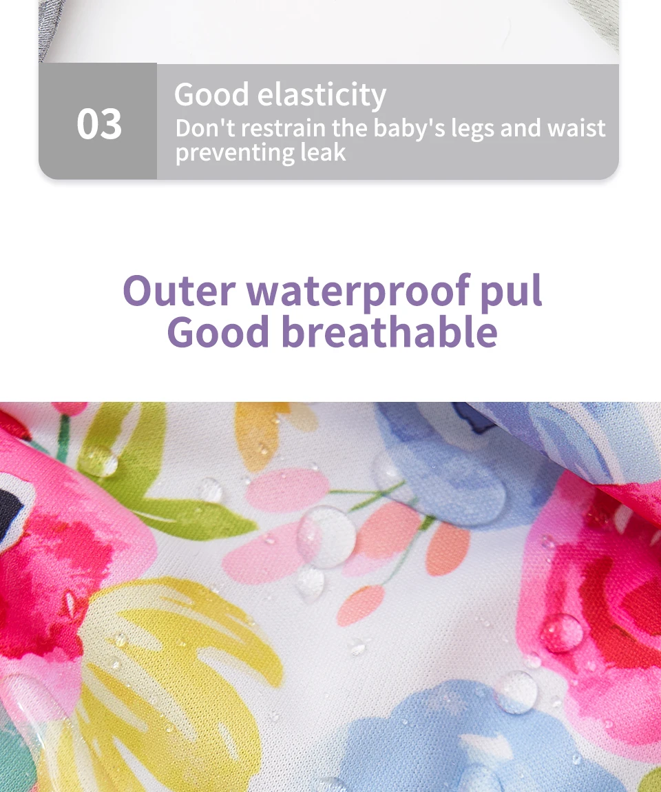 Elinfant waterproof baby cloth diaper with 4 absorbents mesh cloth inner os for 3-15kg washable eco-friendly pocket cloth nappy