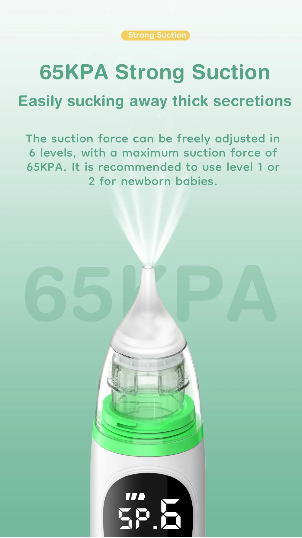 MAMIJOY Baby Nose Cleaner Silicone Adjustable Suction Electric Child Nasal Aspirator Safety Convenient Low Noise U94