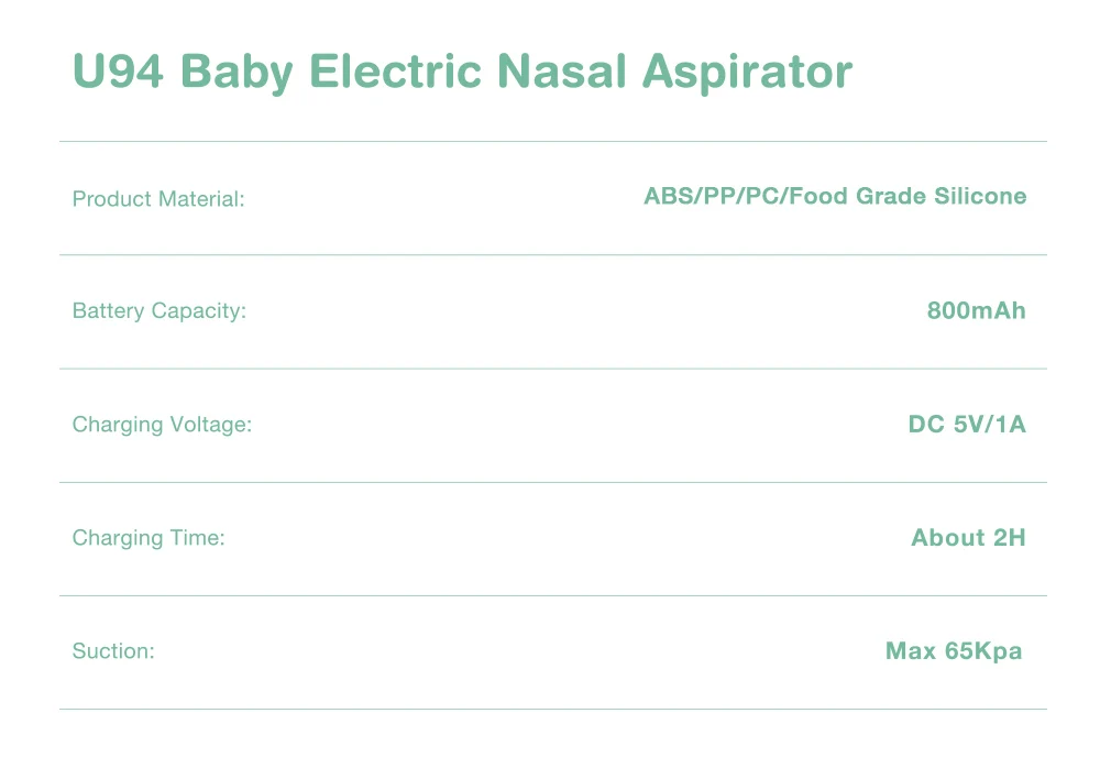 MAMIJOY Baby Nose Cleaner Silicone Adjustable Suction Electric Child Nasal Aspirator Safety Convenient Low Noise U94