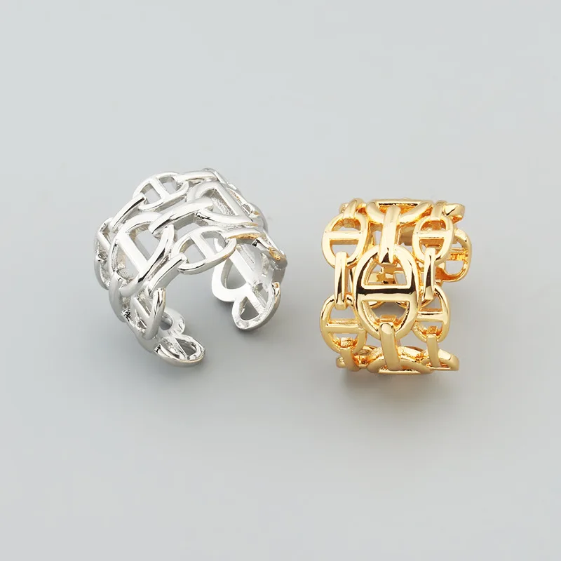 2026 European and American Trendy Cool Three-layer Hollow Pig Nose Ring Opening Average Size Male and Female Temperament Jewelry