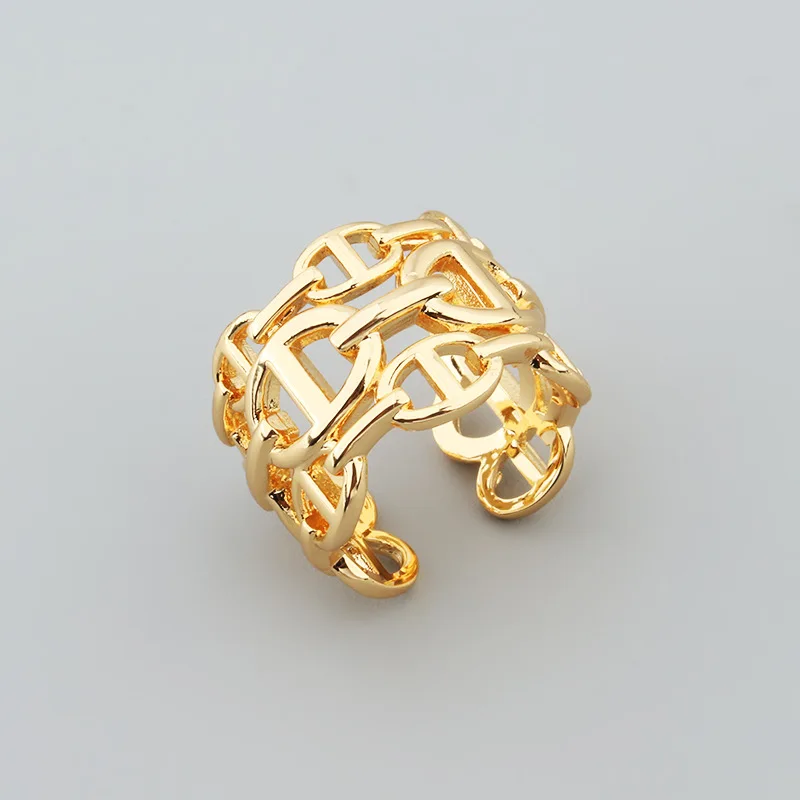 2026 European and American Trendy Cool Three-layer Hollow Pig Nose Ring Opening Average Size Male and Female Temperament Jewelry