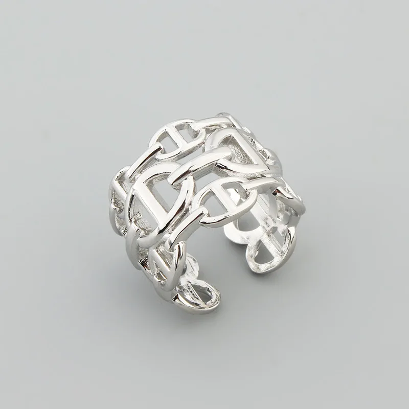 2026 European and American Trendy Cool Three-layer Hollow Pig Nose Ring Opening Average Size Male and Female Temperament Jewelry