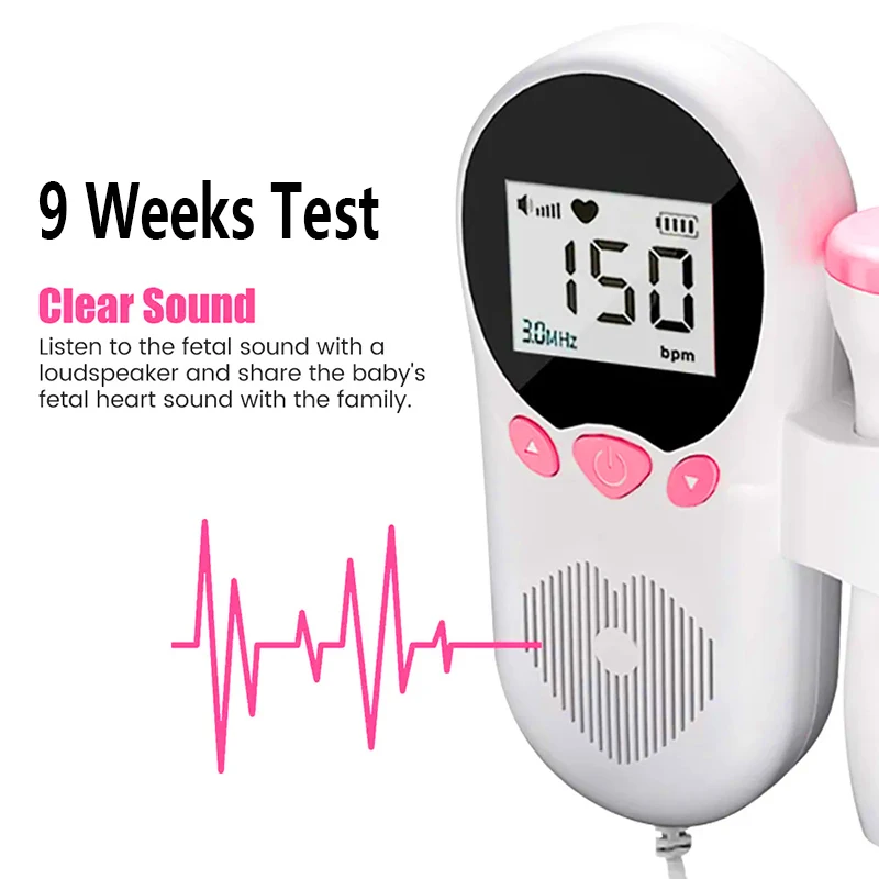 Home Doppler Fetal Heart Rate Monitor Baby Pregnancy Heartbeat Detector LCD Backlight No Radiation Stethoscope Pulse Meter 3MHz