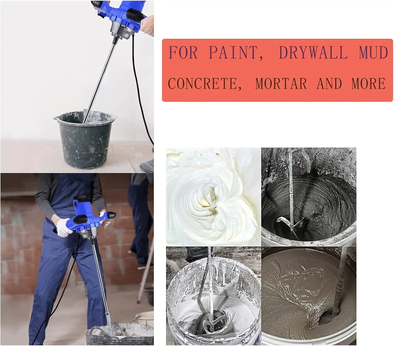 2600W 240V Concrete Mixer Machine Paddle Mixer, 1700 U/min Electric Power Plaster Mixer, 6 Speed Adjustable Paint Mixer Tool