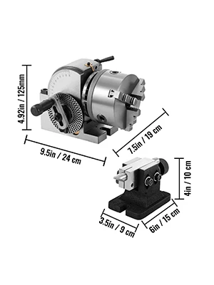 SucceBuy Dividing Head Precision Semi Universal BS-0 5" / 4" 3-Jaw Indexing Head Tailstock & Chuck for Drilling Milling Grinding