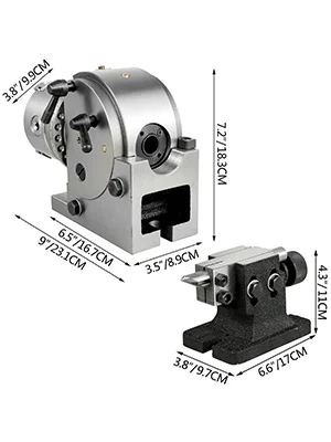 SucceBuy Dividing Head Precision Semi Universal BS-0 5" / 4" 3-Jaw Indexing Head Tailstock & Chuck for Drilling Milling Grinding