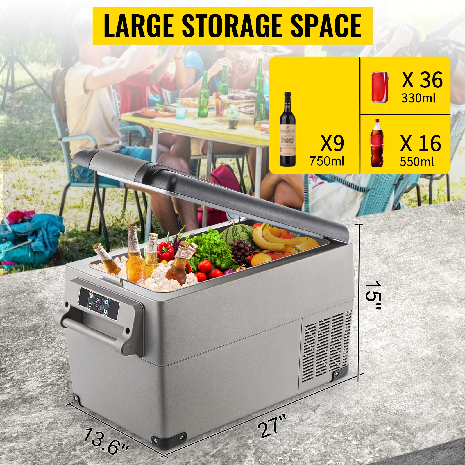 SucceBuy 35L Car Refrigerator Compressor Portable Small Refrigerator for Driving Travel Fishing Outdoor Home Use