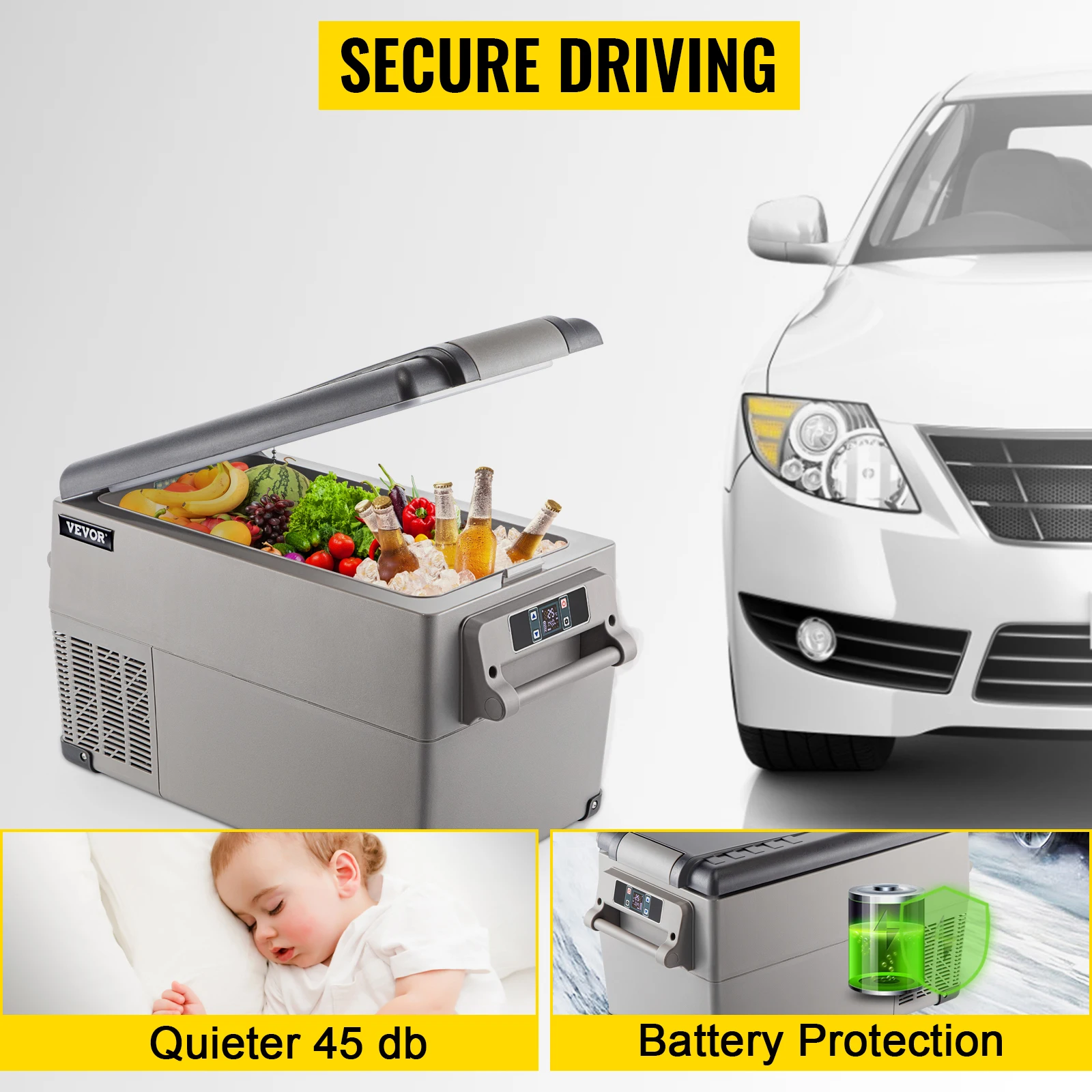 SucceBuy 35L Car Refrigerator Compressor Portable Small Refrigerator for Driving Travel Fishing Outdoor Home Use