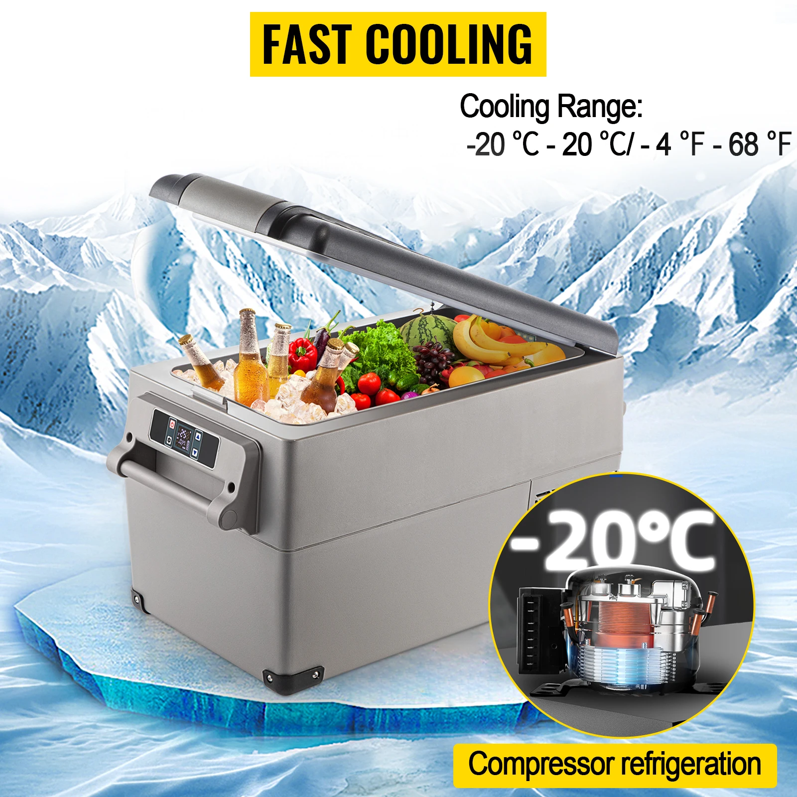 SucceBuy 35L Car Refrigerator Compressor Portable Small Refrigerator for Driving Travel Fishing Outdoor Home Use