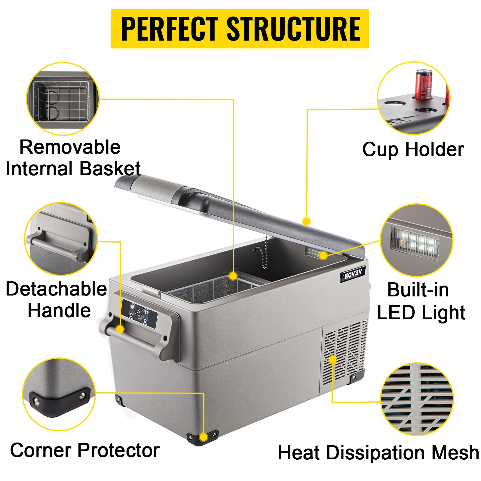 SucceBuy 35L Car Refrigerator Compressor Portable Small Refrigerator for Driving Travel Fishing Outdoor Home Use