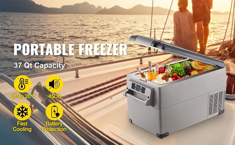 SucceBuy 35L Car Refrigerator Compressor Portable Small Refrigerator for Driving Travel Fishing Outdoor Home Use