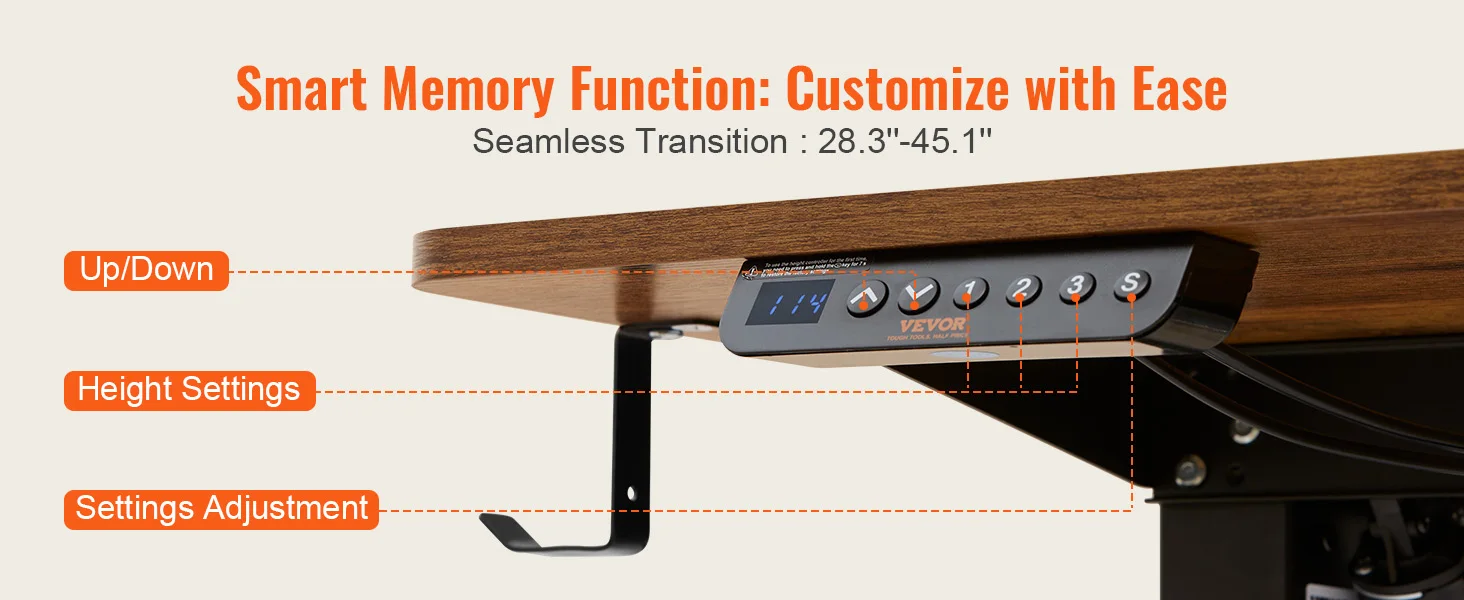 SucceBuy Electric Standing Desk Height Adjustable Standing Desk W/ Dual Protecting System High Load Capacity for Home Office