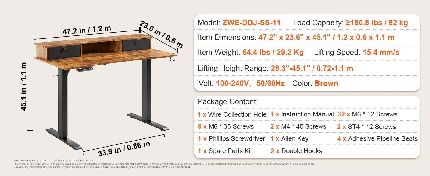 SucceBuy Electric Standing Desk Height Adjustable Standing Desk W/ Dual Protecting System High Load Capacity for Home Office
