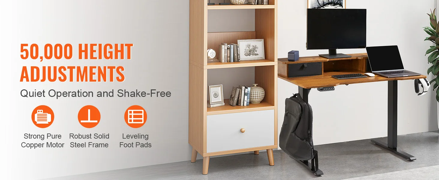 SucceBuy Electric Standing Desk Height Adjustable Standing Desk W/ Dual Protecting System High Load Capacity for Home Office
