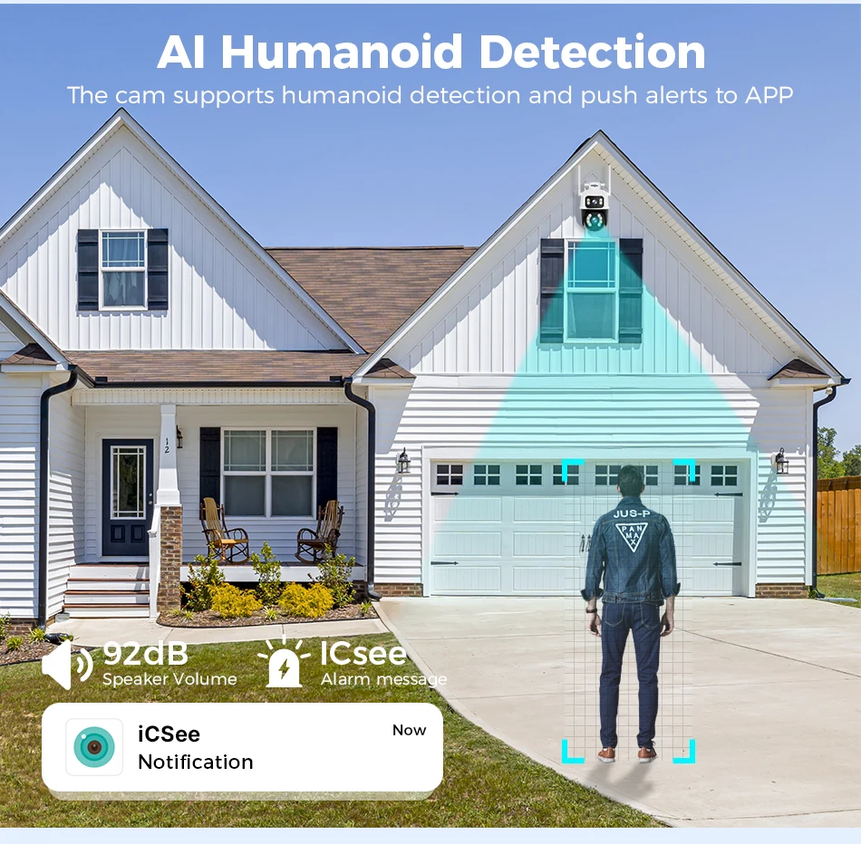 Hiseeu 8MP Wifi Survalance Camera Dual Screen & Dual Lens Color Night Vision Ai Auto Tracking Outdoor Wireless Security Camera
