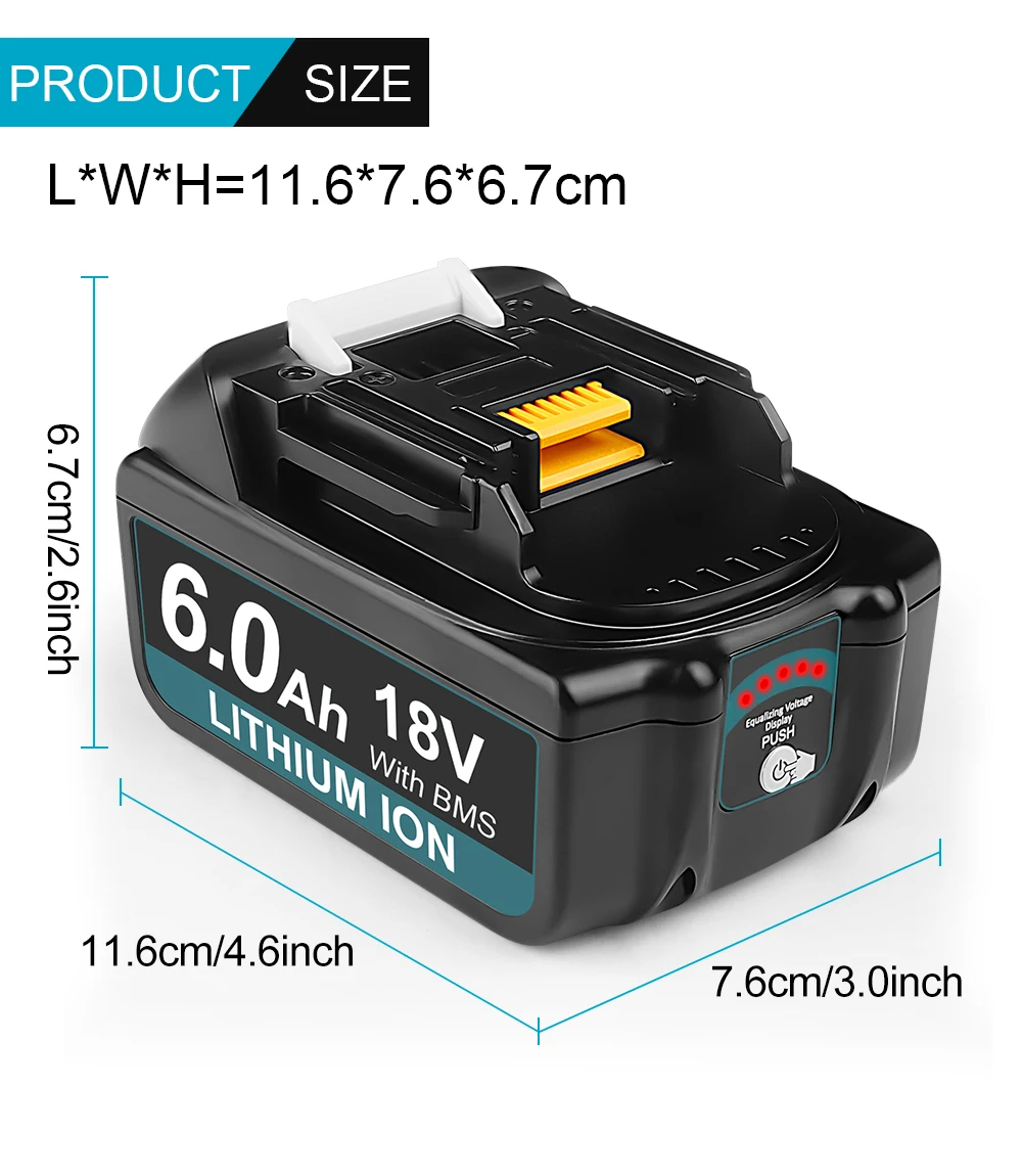 Camason 18V Battery For Makita Power Tools Replacement Accessories BL1860 BL1850 18 v Li-ion Rechargeable batteries Pack charger