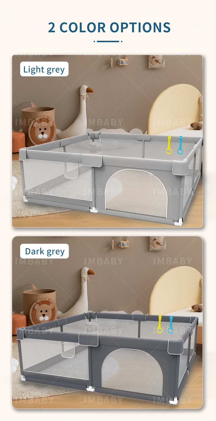 IMBABY Baby Playground 120x160cm Baby Playpen Grey Children's Fence Box with Protective Angle Game Playpen for Children Activity