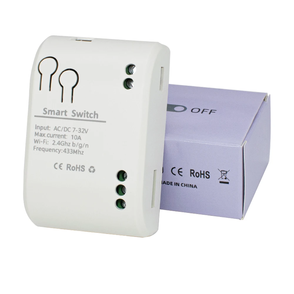 Tuya wifi Switch One Way Module 10A Rele Relay Controller DC/AC 7-32V 12V 24V 220V 110V Smart Life Jog Self-locking Relay Module