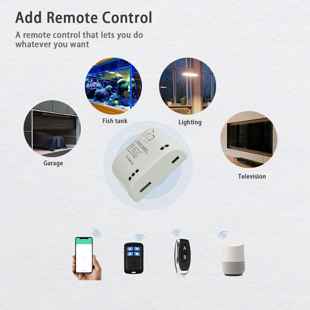 Tuya wifi Switch One Way Module 10A Rele Relay Controller DC/AC 7-32V 12V 24V 220V 110V Smart Life Jog Self-locking Relay Module