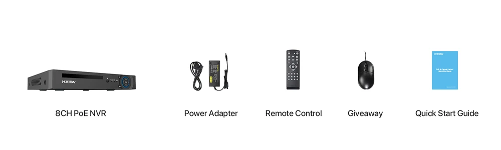 H.View 4K 8Ch Poe Nvr 8Mp Cctv Security System Face Detection H.265 Network Surveillance Audio Video Recorder xmeye Onvif