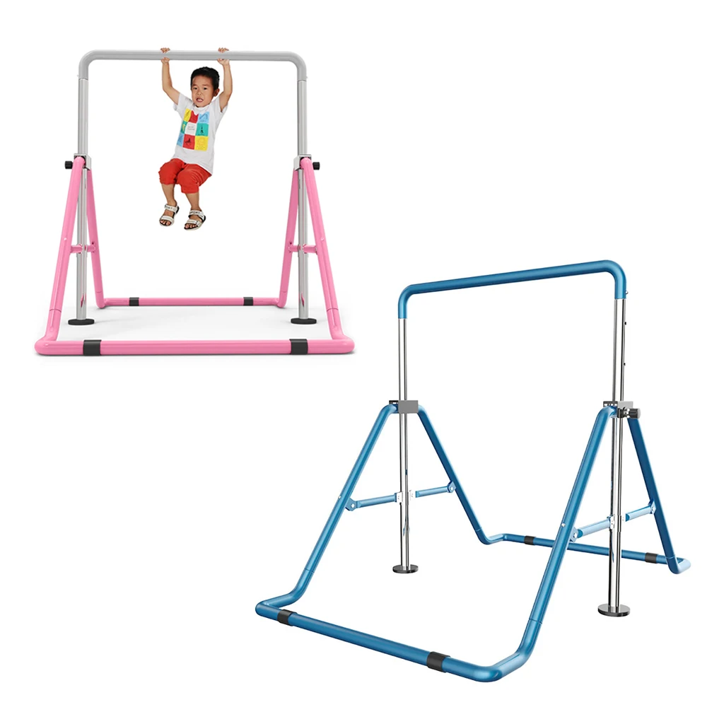 Junior Kid Training Bar Horizontal Gymnastics Bar Indoor Sports Adjustable Blue/Pink Children Home Play Bars