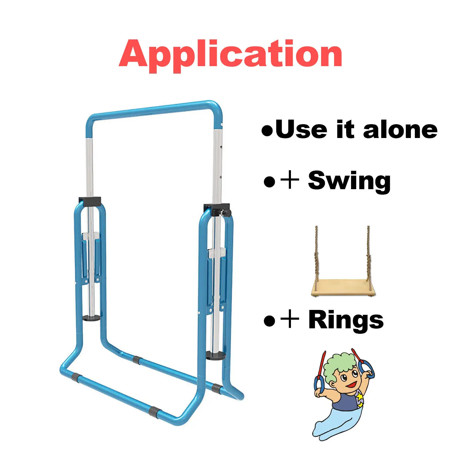 Junior Kid Training Bar Horizontal Gymnastics Bar Indoor Sports Adjustable Blue/Pink Children Home Play Bars