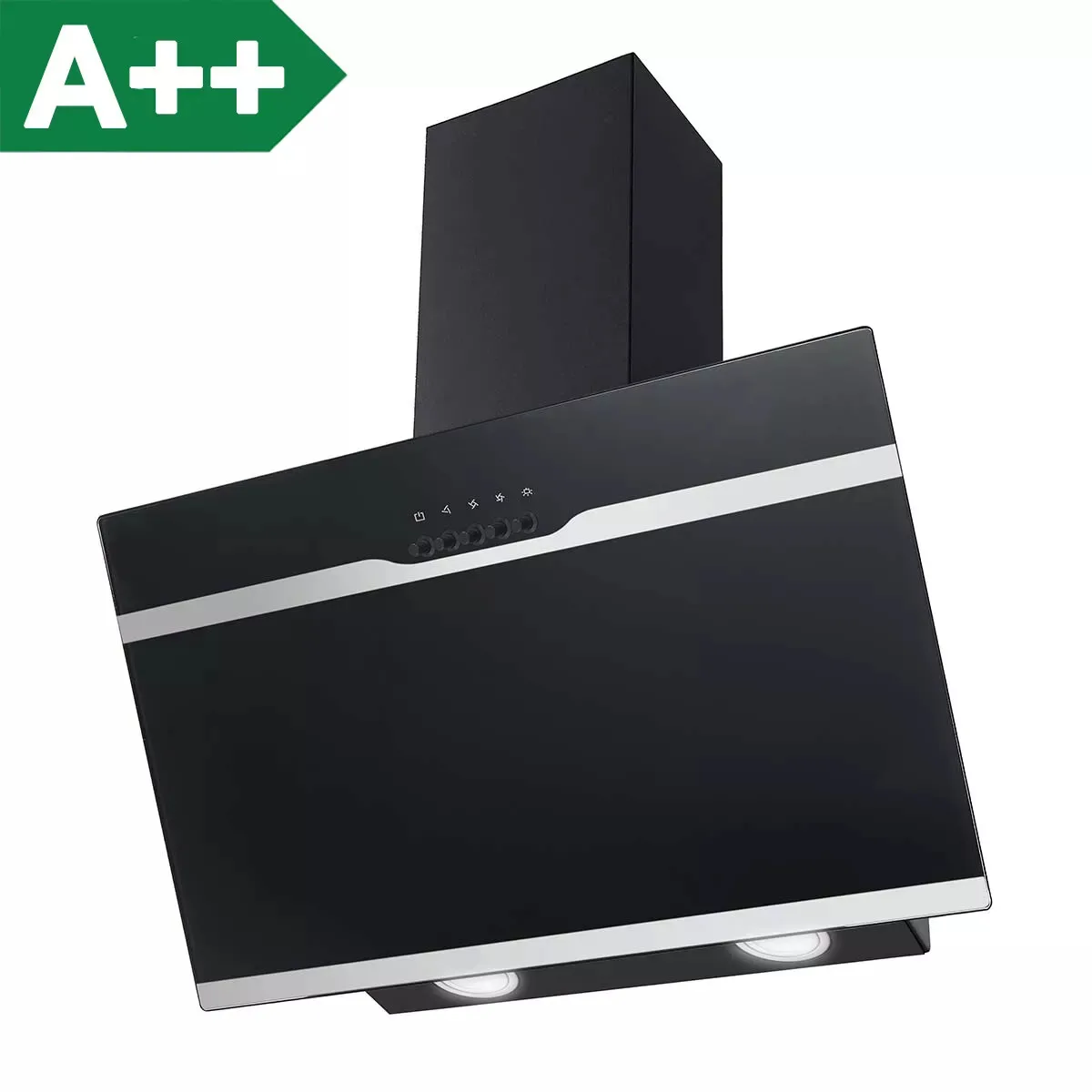 TopStrong Wall Mount 60 cm Stainless Steel Easy Clean Filters Black Extractor Hood YYWH4060
