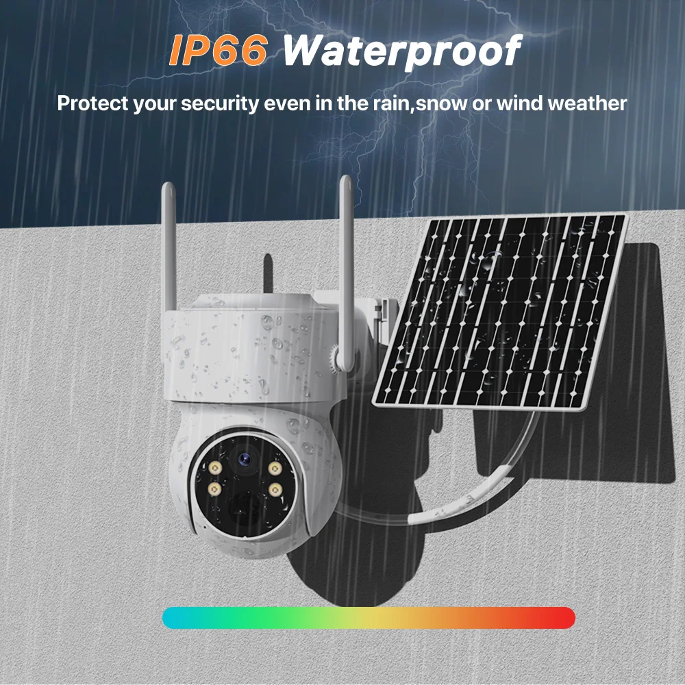 WONSDAR Built-in Battery WiFi PTZ Outdoor Wireless Solar IP Camera HD Video Surveillance Camera Long Time Standby ICSee