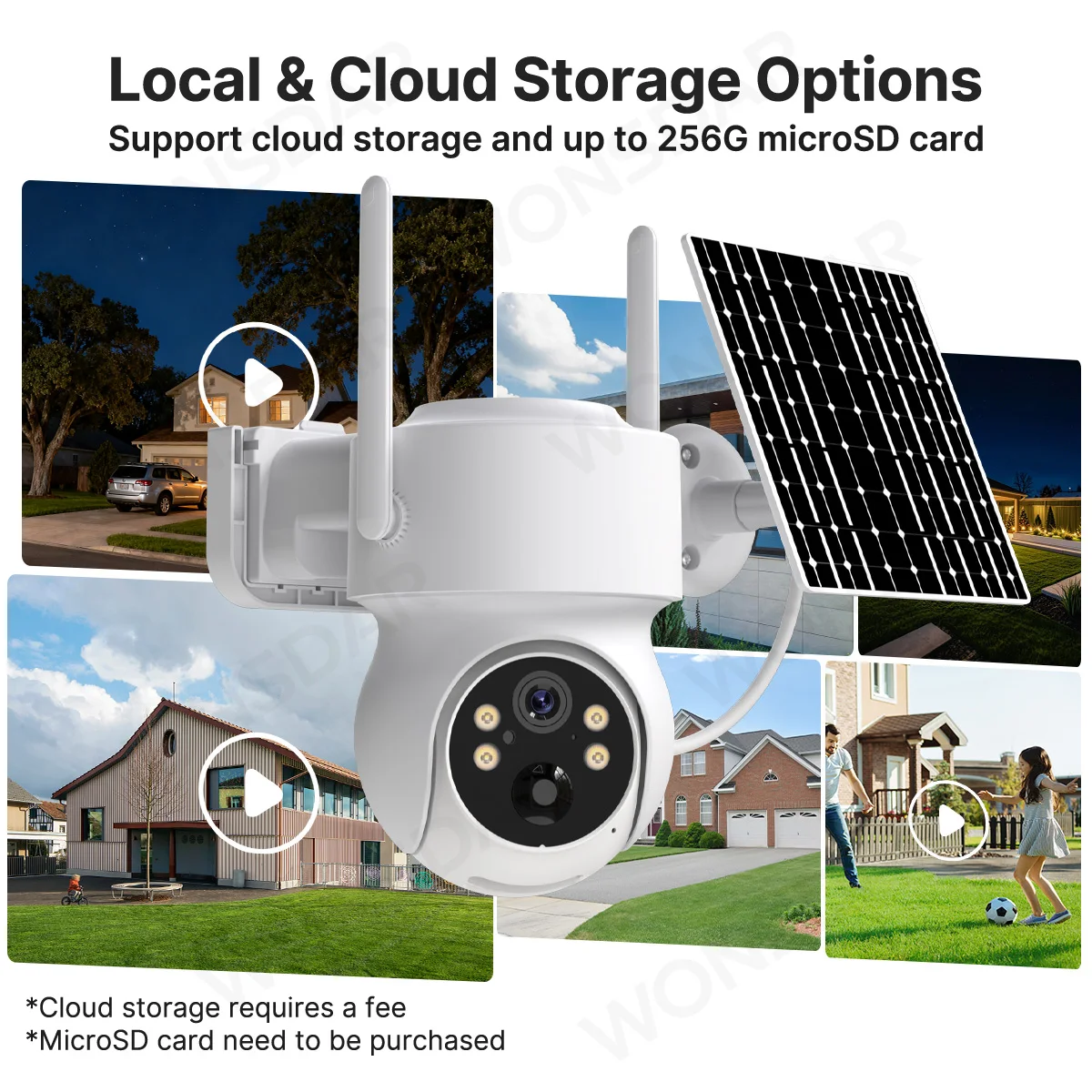 WONSDAR Built-in Battery WiFi PTZ Outdoor Wireless Solar IP Camera HD Video Surveillance Camera Long Time Standby ICSee