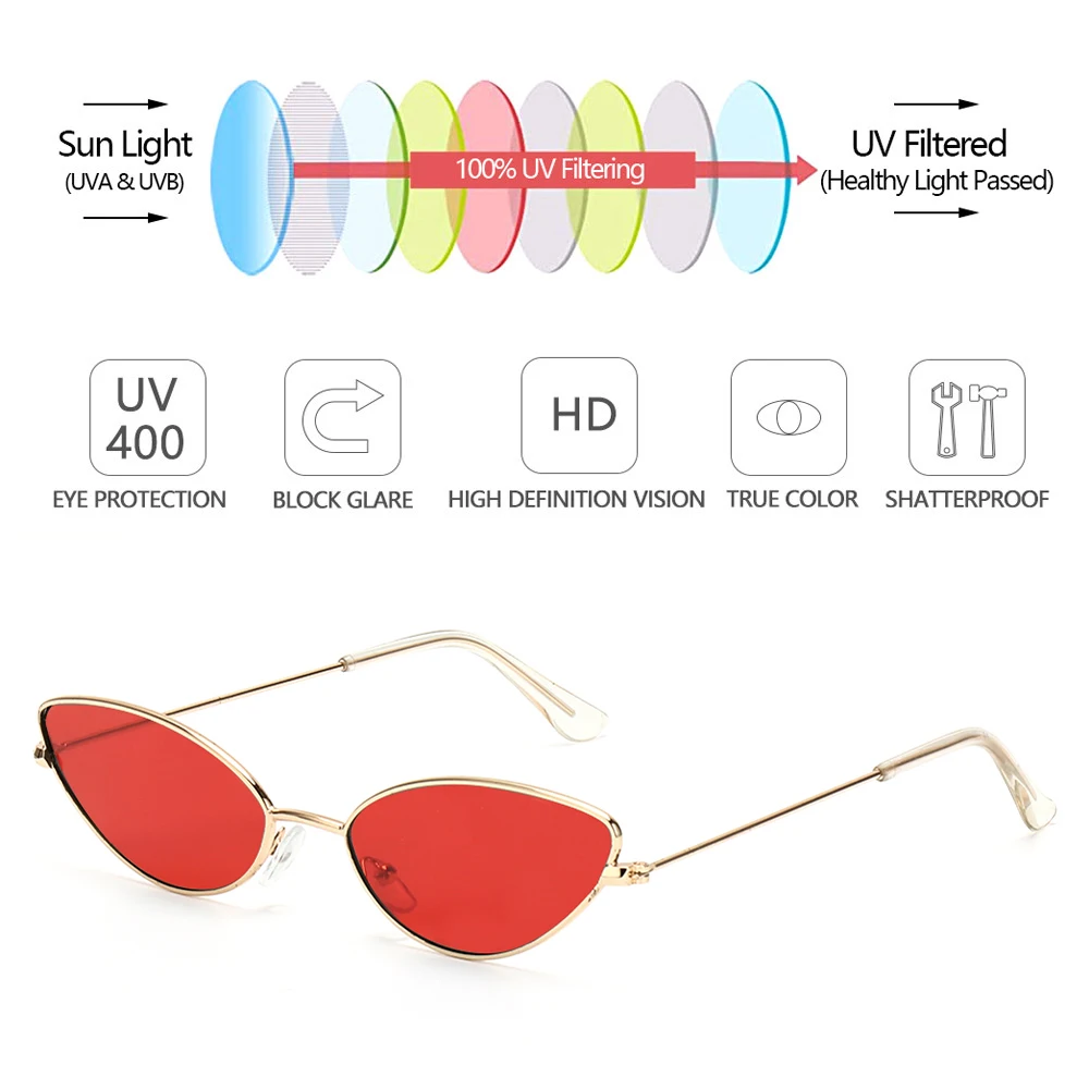 Cute Sexy Cat Eye Sunglasses Women Retro Small Black Red Pink Cateye Sun Glasses Female Vintage UV400 Shades Glasses
