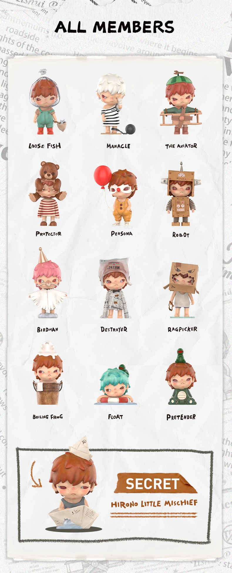 POP MART Hirono Little Mischief Series 1pc/12pcs Mystery Box Blind box Action Figurine Cute Toy