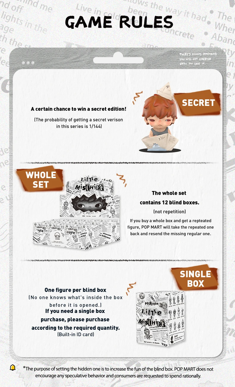 POP MART Hirono Little Mischief Series 1pc/12pcs Mystery Box Blind box Action Figurine Cute Toy