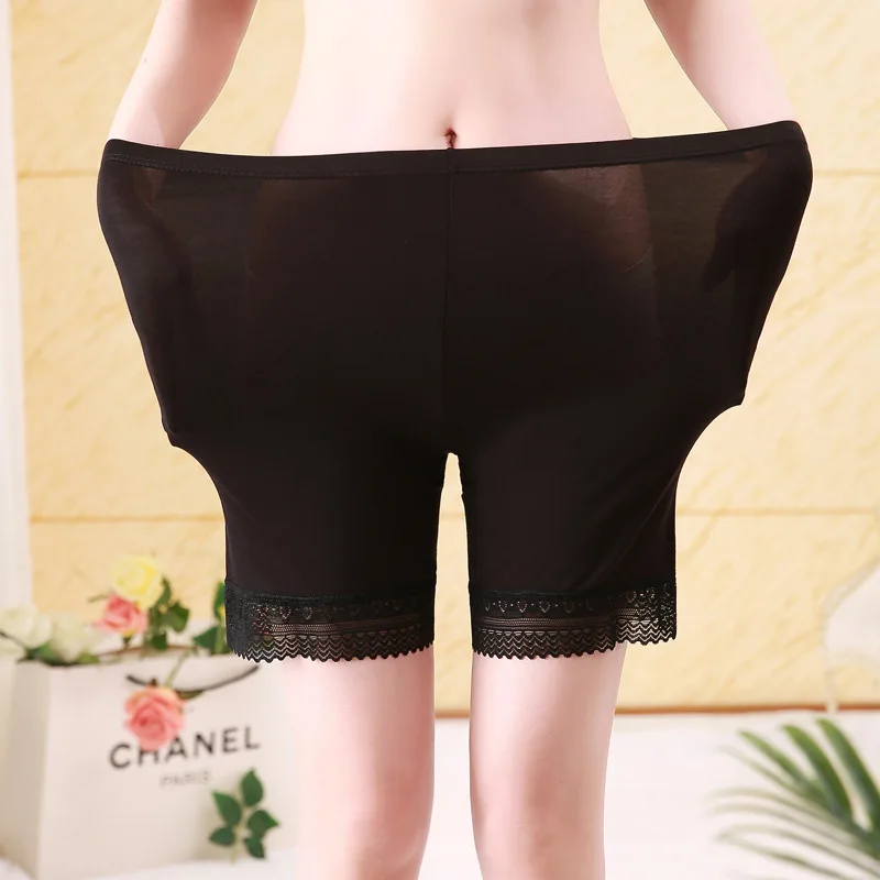 Women Seamless Underwear Soft Cotton Safety Short Pants Female Sexy Lace Black Boxers Women Plus Size Boyshort Panties